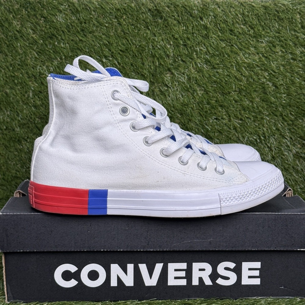 Converse Shoes Chuck Taylor Hi All Star White/Red/Blue Sneakers Men 8 WO 10